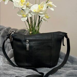 Tignanello Black Leather Crossbody Bag EUC